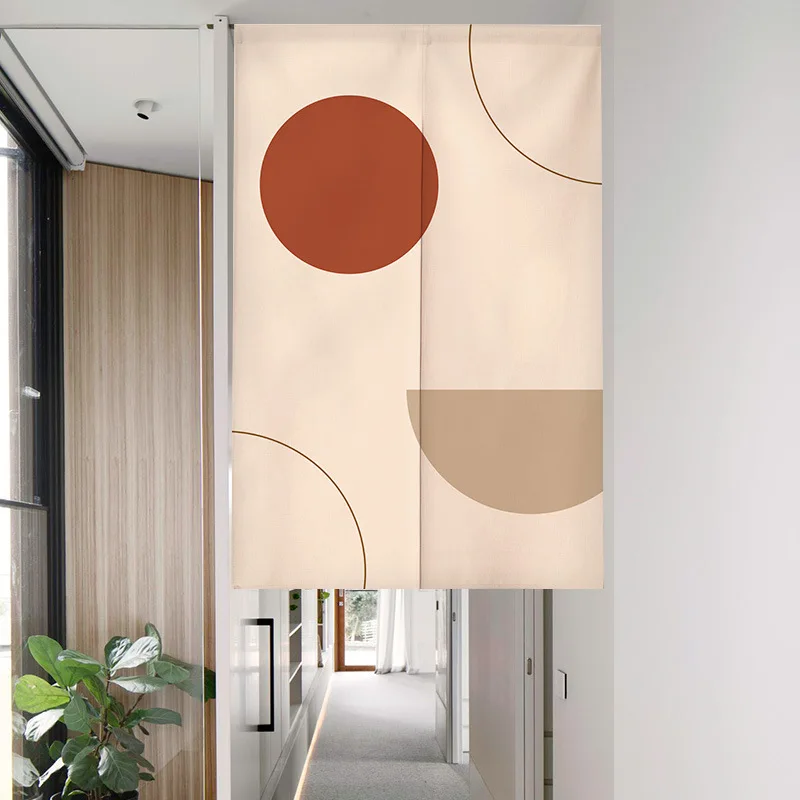 Mondrian texture changing room Curtain Privacy Partition Doorway Curtains Kitchen Entrance Noren Linen Hanging Half-curtain