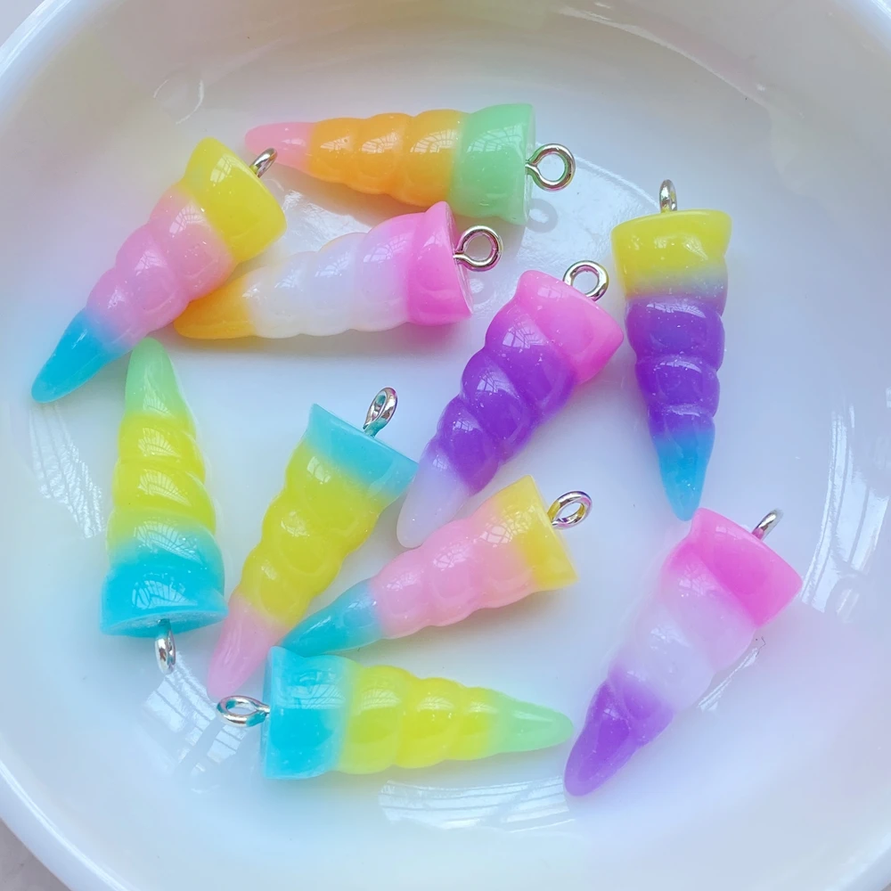 10-Pack Fashionable Cute Colorful Unicorn Horn Resin Pendant Suitable for DIY Jewelry Pendant Earrings Necklace Accessories