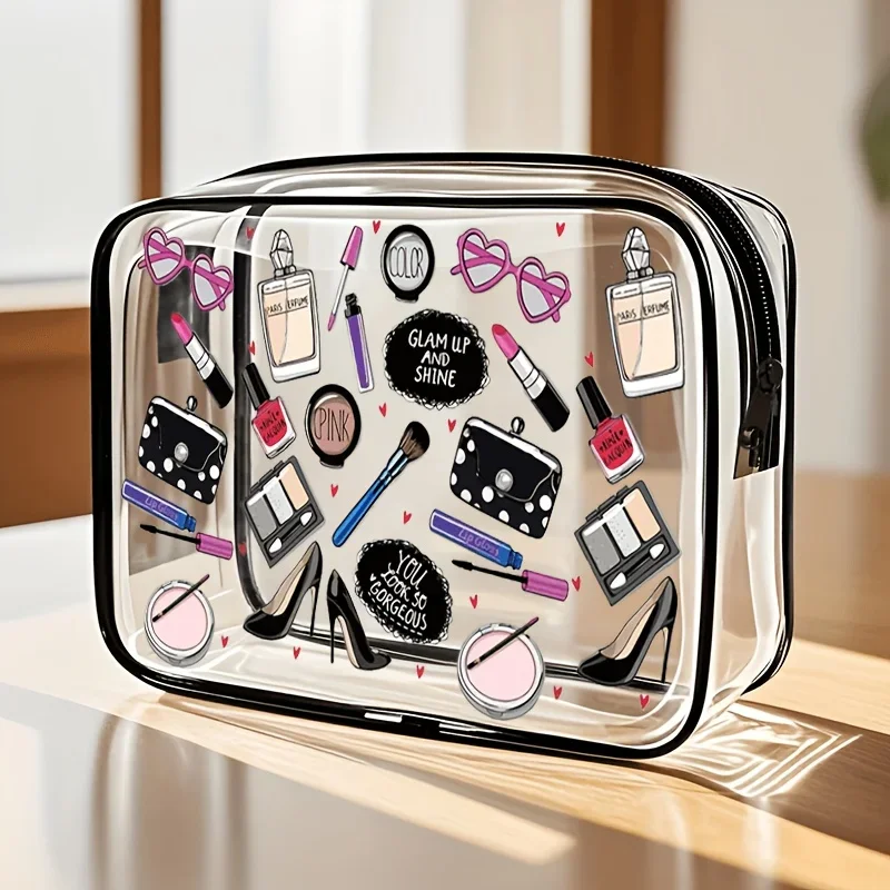 1pc Clear Makeup Bag Transparent Travel Toiletry Pouch TSA Airport Gym Wash Organizer Zipper Cosmetic Handbag Women Gift