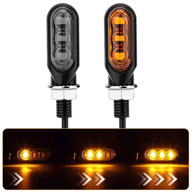 Motorcycle Mini LED Turn Signal Lights Amber Flowing Directional Signal Lamp Intermitentes Moto For Cafe Racer