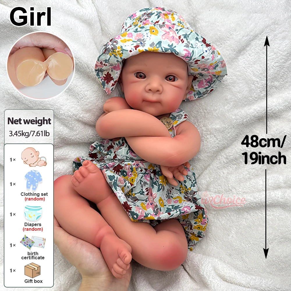 Handgefertigte 19-Zoll-Silikon-Reborn-Babypuppe mit Bettie-Gewicht, realistische, flexible Neugeborenenpuppe bietet Komfort für Alzheimer