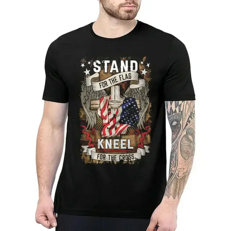 Proud Soldier Stand for The Flag Patriotic National Flag T-Shirt 100% Cotton O-Neck Short Sleeve Casual Mens T-shirt Size S-3XL