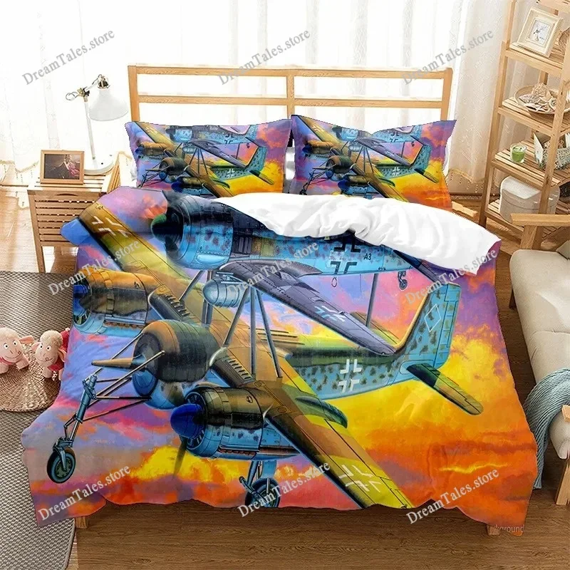 Airplane Fighter Duvet Cover KingQueen Size,flying Fighter Jet Bedding Set for Boys Teens Boys,modern Cool Airplane Quilt Cover