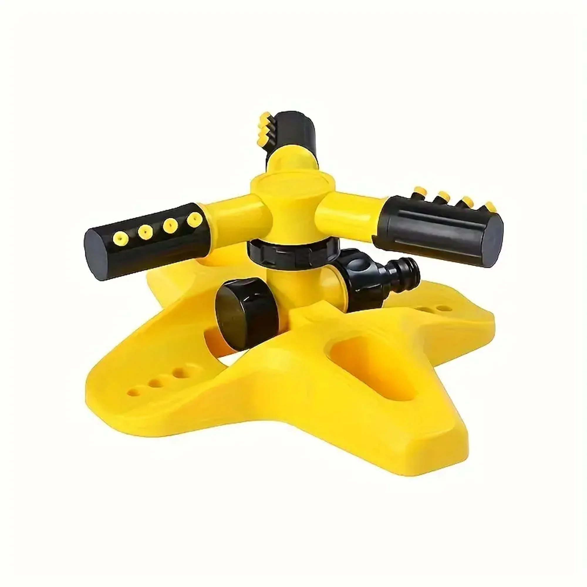 1pc 360° Rotating Lawn Automatic Sprinkler with 3 Adjustable Arms for Large Area Coverage, Yellow