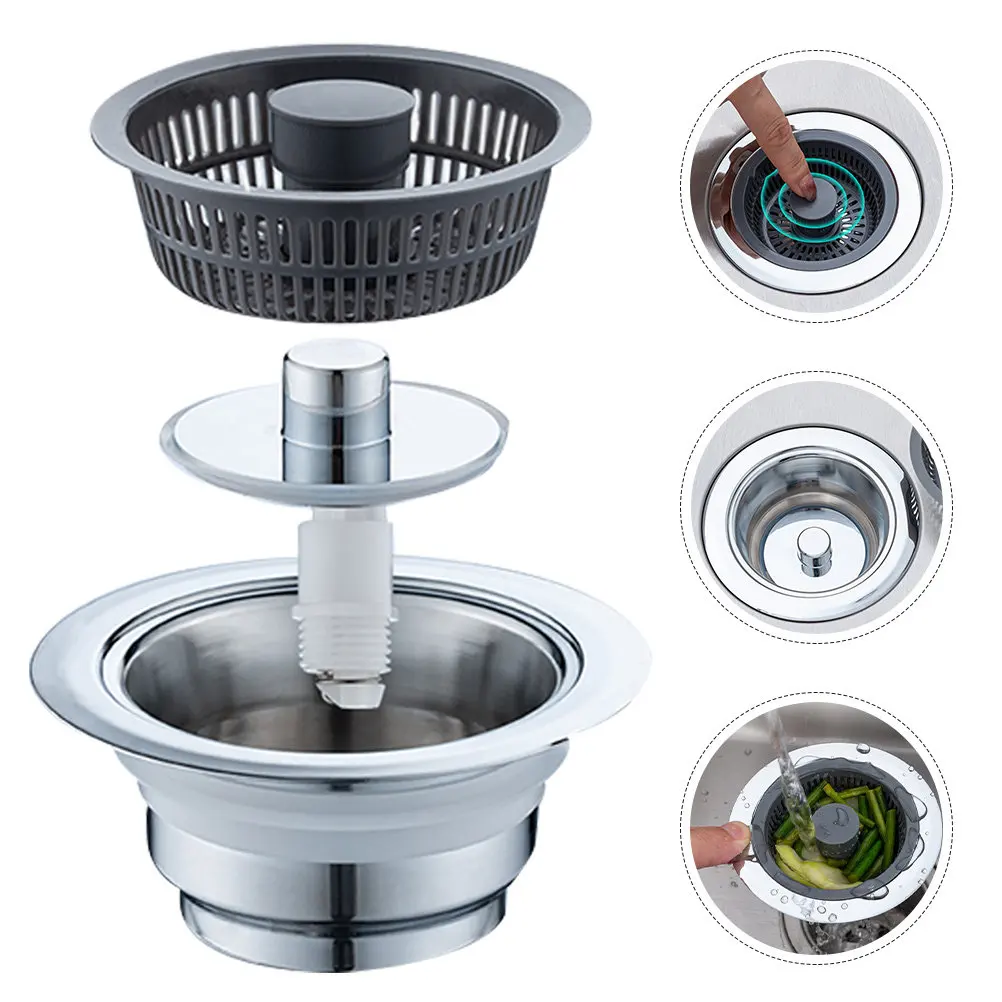 

Stainless Steel Sink Strainer Kitchen Drain Hair Catcher Basket Sink Stopper Leak Proof Durable Easy Install For Kitchen