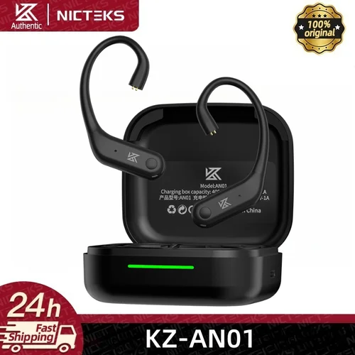 Imagen 1 del producto KZ AN01 Cable de gancho para la oreja inalámbrico, compatible con Bluetooth 5,4 con estuche de carga, gancho para la oreja para juegos HIFI de 2 pines para Castor ZSX PRO