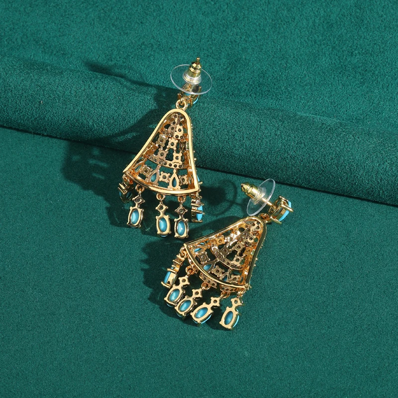 

Vintage Water Droplet Zircon Dangle Drop Earring Gold Color Rhinestone Turquoise Jewelry For Women Thanksgiving Wedding 2026 New