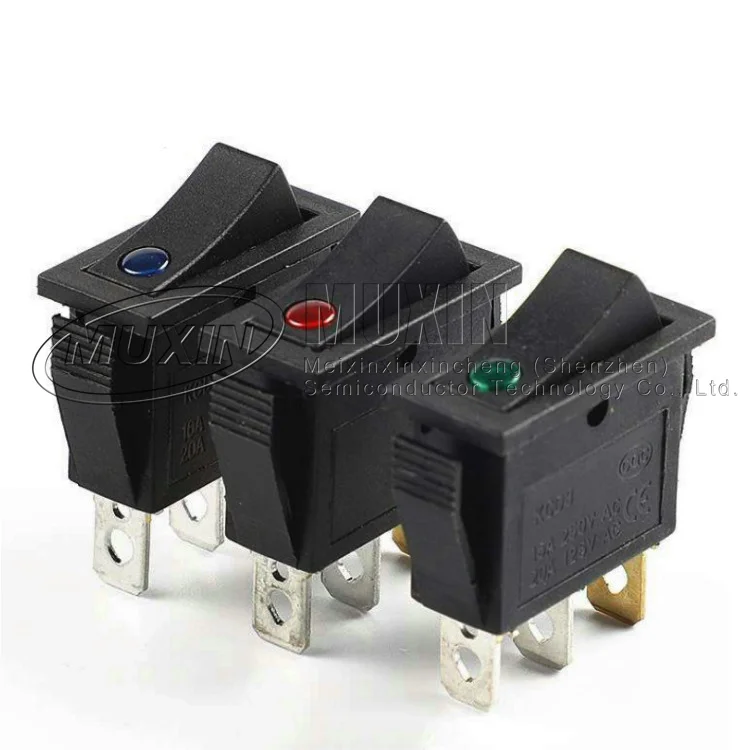 1/5pcs 3-pin RockeR Button Switch KCD3 ON-OFF 2nd Gear Position Mini Cat's EyE With LED AC 16A 250V Copper Feet/sier ContaCts