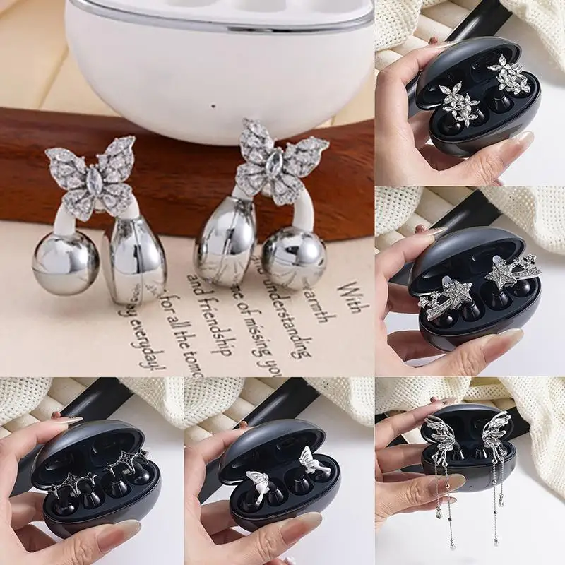 1Pair Zircon Decorative Headphone Buckle Removable Stylish Decoration Clip Easy Installation Accessory for Wireless Earbuds