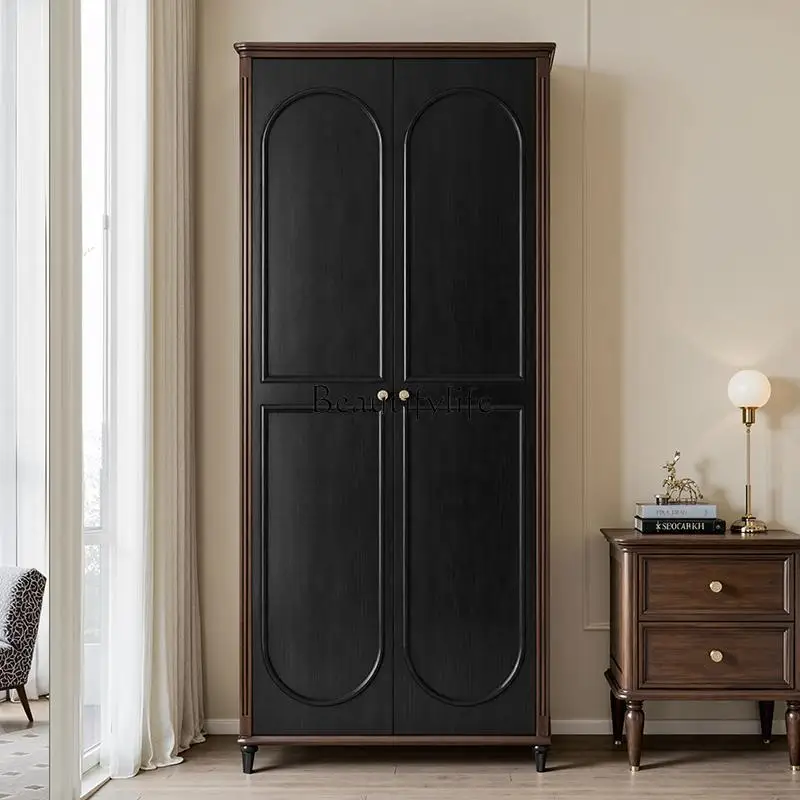 

Medieval French retro pure solid wood wardrobe American bedroom storage