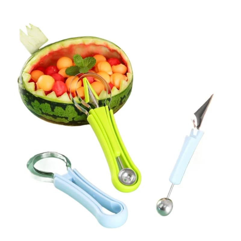 Ball Digger Watermelon Cantaloupe Digging Spoon Fruit Plate Making Tools Kitchen Carving Knife Modeling Set