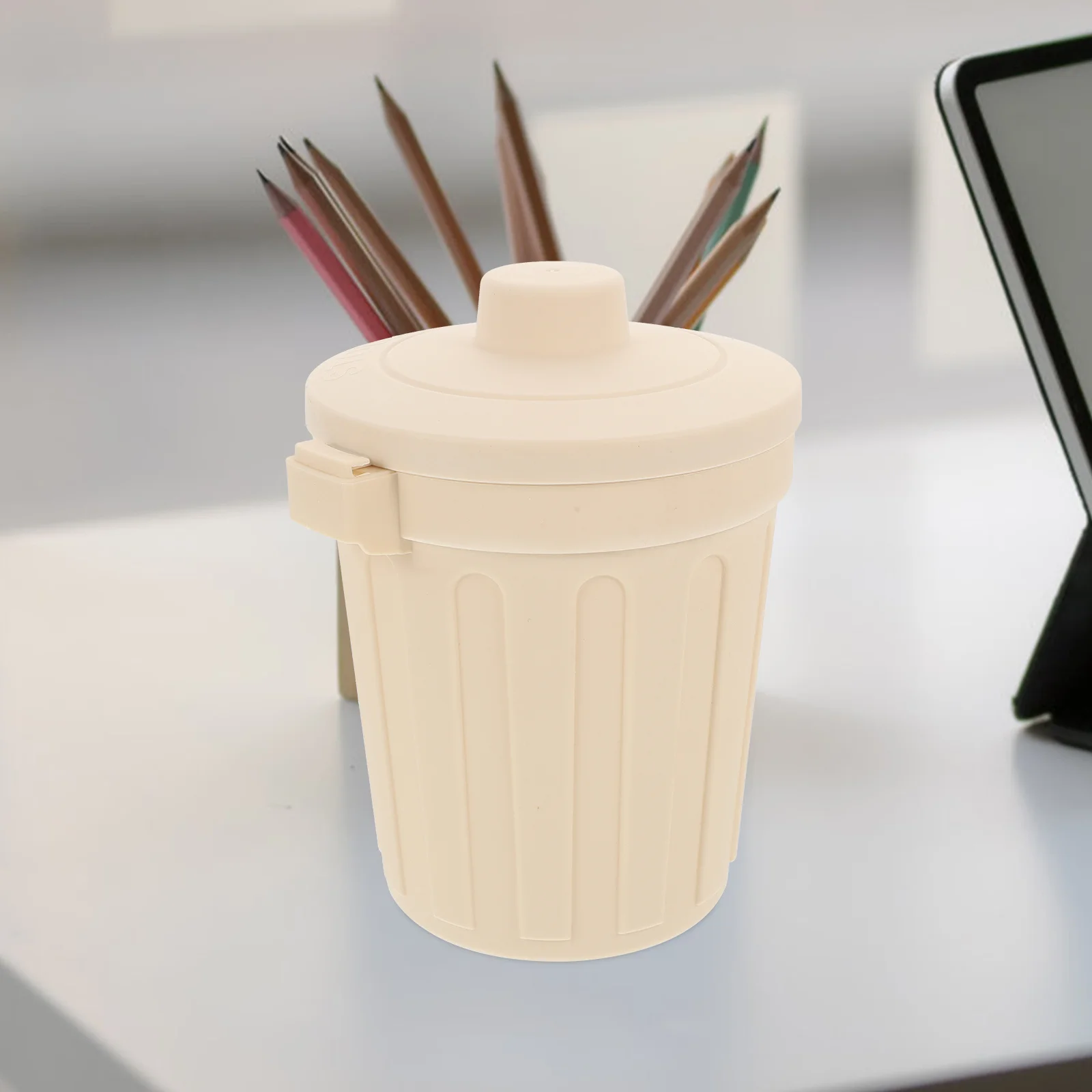 سطح المكتب سلة المهملات سلة المهملات البلاستيكية سعة كبيرة لمكتب غرفة نوم القرطاسية حامل القلم قلم رصاص المنظم فرشاة للمكياج