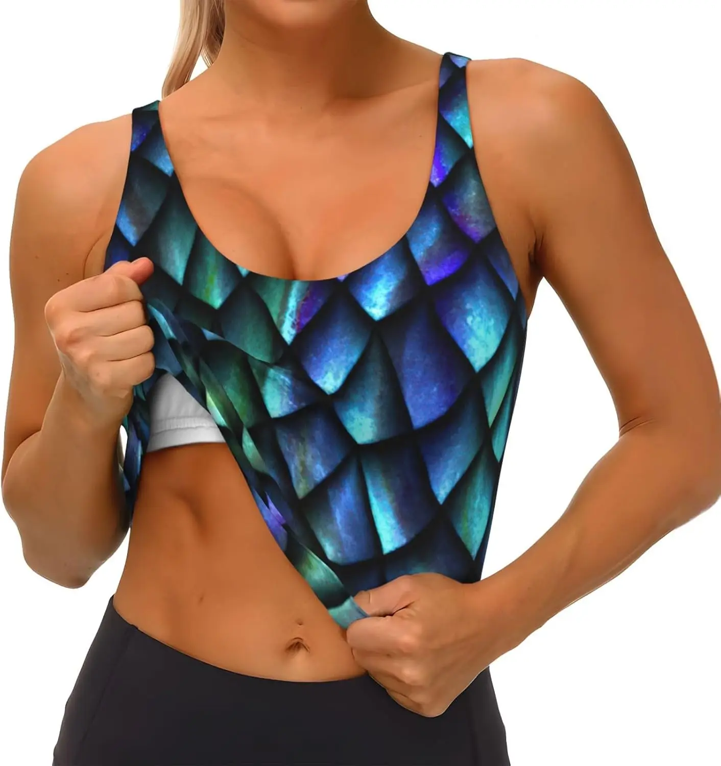 3D Magical Dragon Scales Musterdruck Damen Utility Weste Sportweste Yoga Trainingsweste für Damen Leichter Sommer