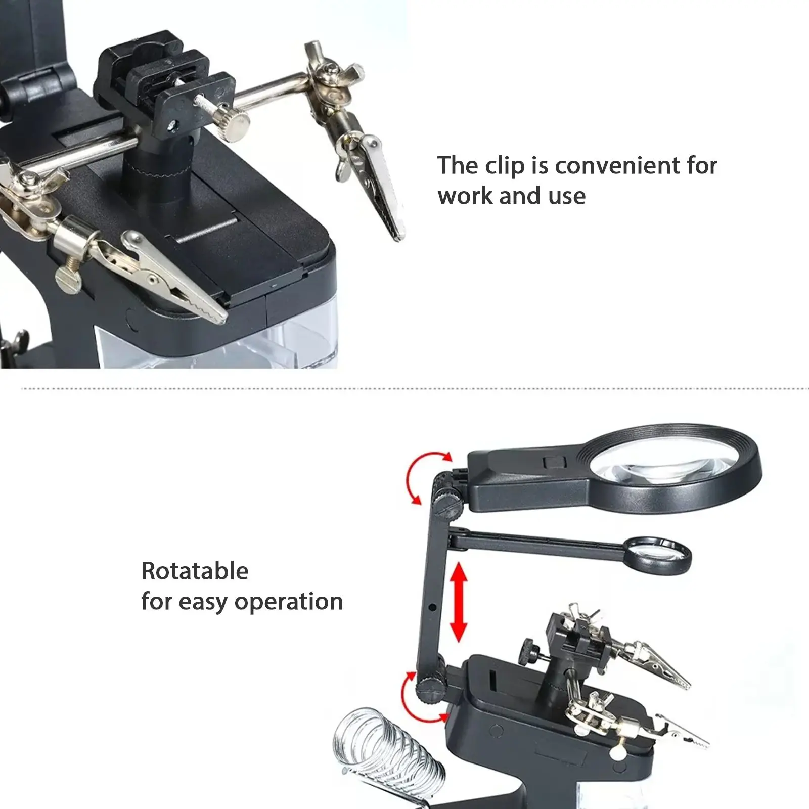 USB لحام المشبك 10LED أضواء حامل قابل للتعديل المكبر أداة لحام الالكترونيات اليد المشابك مكتب العمل ضوء LED حامل