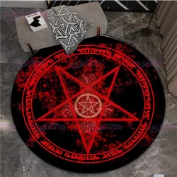 Satanic Goat Gothic Punk Pentagram Round Rug Non Slip Doormat  Floor Horror Devil Rug Living Room Mats Witch Round Rug