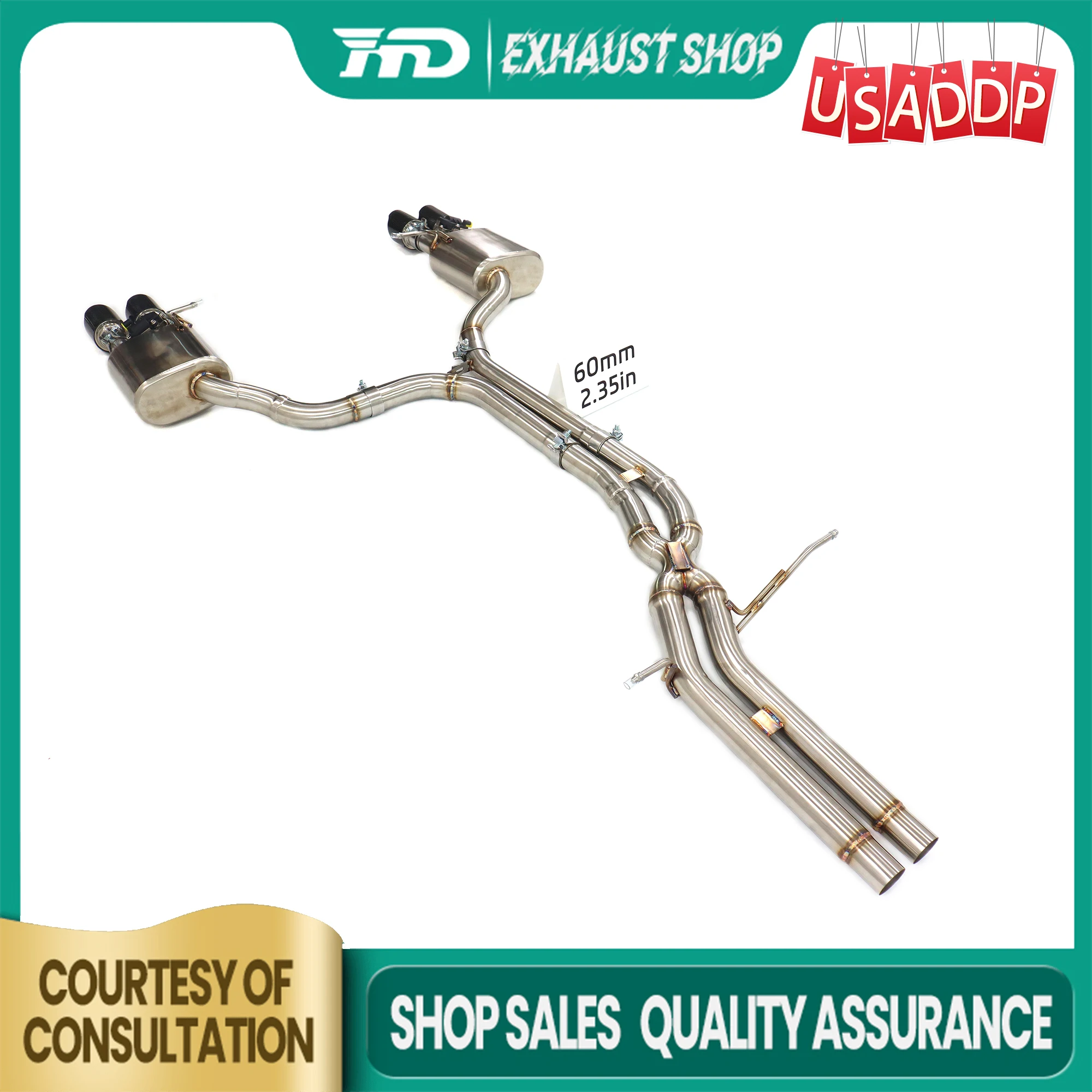 

HMD SUS304 for Audi Q5 B8 3.0T Carbon fiber Tips Catback High quality Muffler Electronic valves Exhaust system