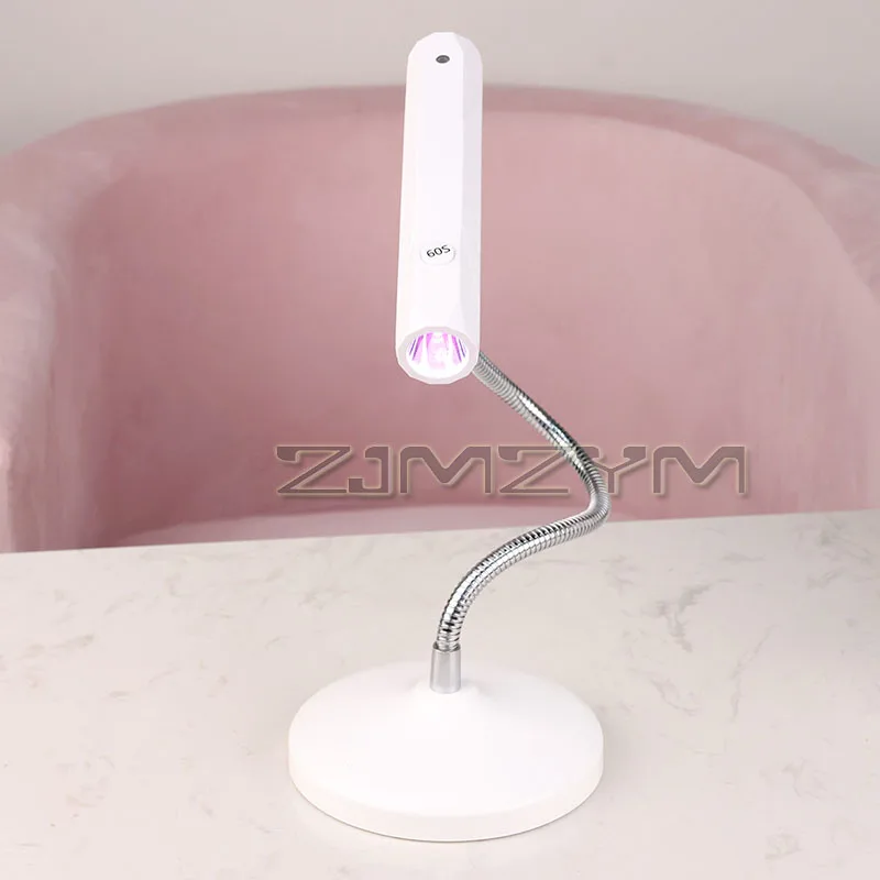 9W เซนเซอร์เครื่องเป่าเล็บ Flash Cure หลอดไฟ LED มือถือมินิเครื่องเป่าเล็บไร้สายแสงสีแดง 360 ° สายยางยืดหยุ่นปรับได้