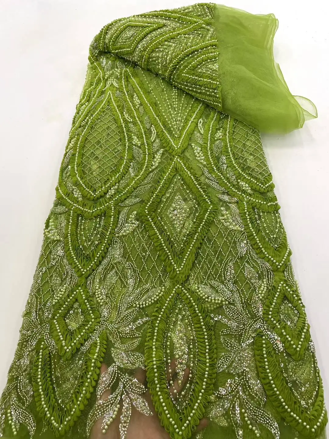 Luxury African Sequin Beaded Lace Fabric 2025 High Quality Groom Nigerian Wedding Bridal Embroidery French Tulle Sewing