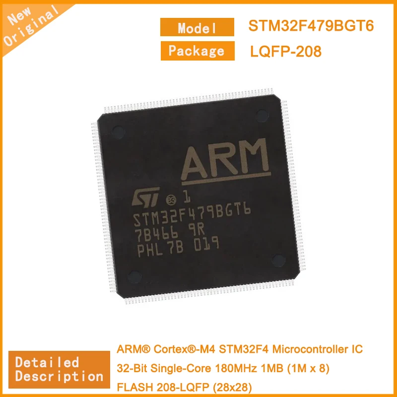 1Pcs New Original  STM32F479BGT6 STM32F479  Microcontroller IC 32-Bit Single-Core 180MHz 1MB (1M x 8) FLASH 208-LQFP (28x28)