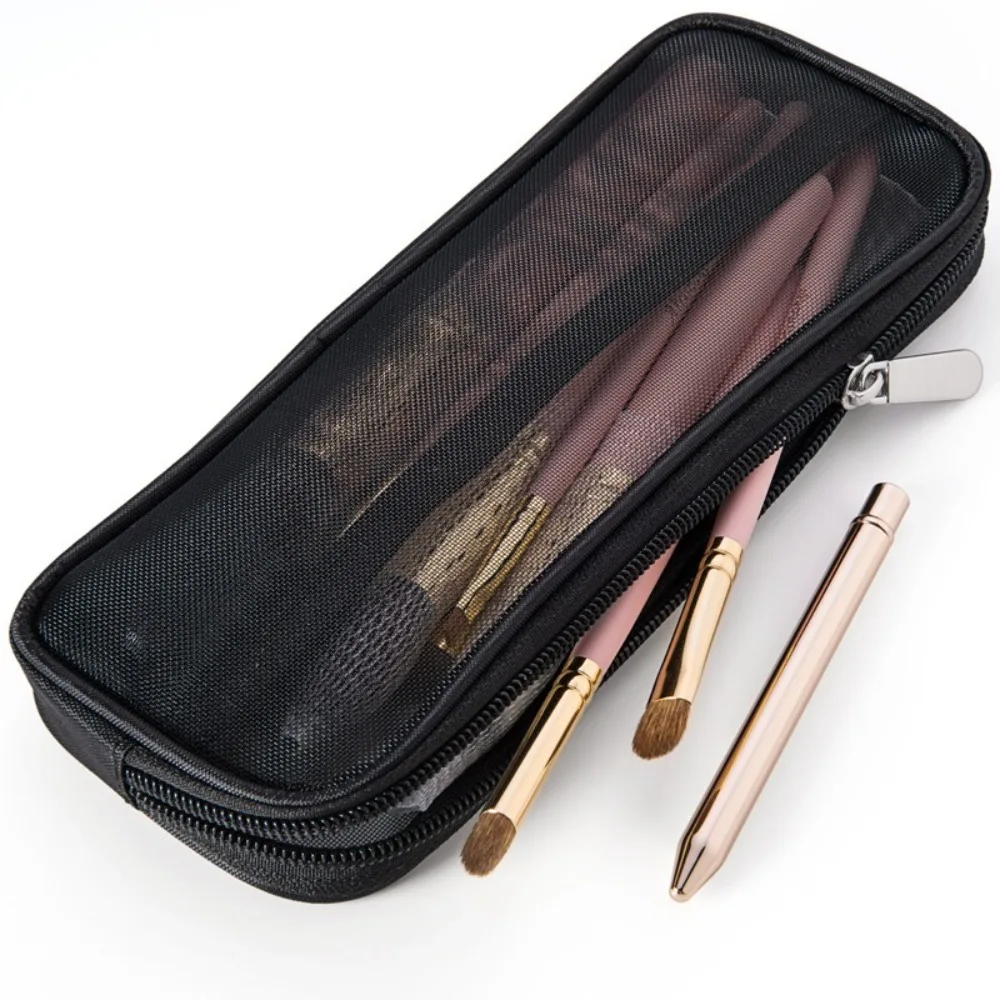 

New Mesh Design Makeup Brush Travel Case Multipurpose with Zipper Cosmetic Toiletry Bag Wash Storage Pouch Travel Use