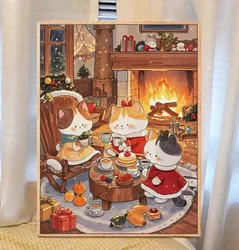 9ct 60x80cm Cat Christmas Embroidery DIY Chinese Style Printed Kits Cross Stitch Needlework Set Home Decor Crafts