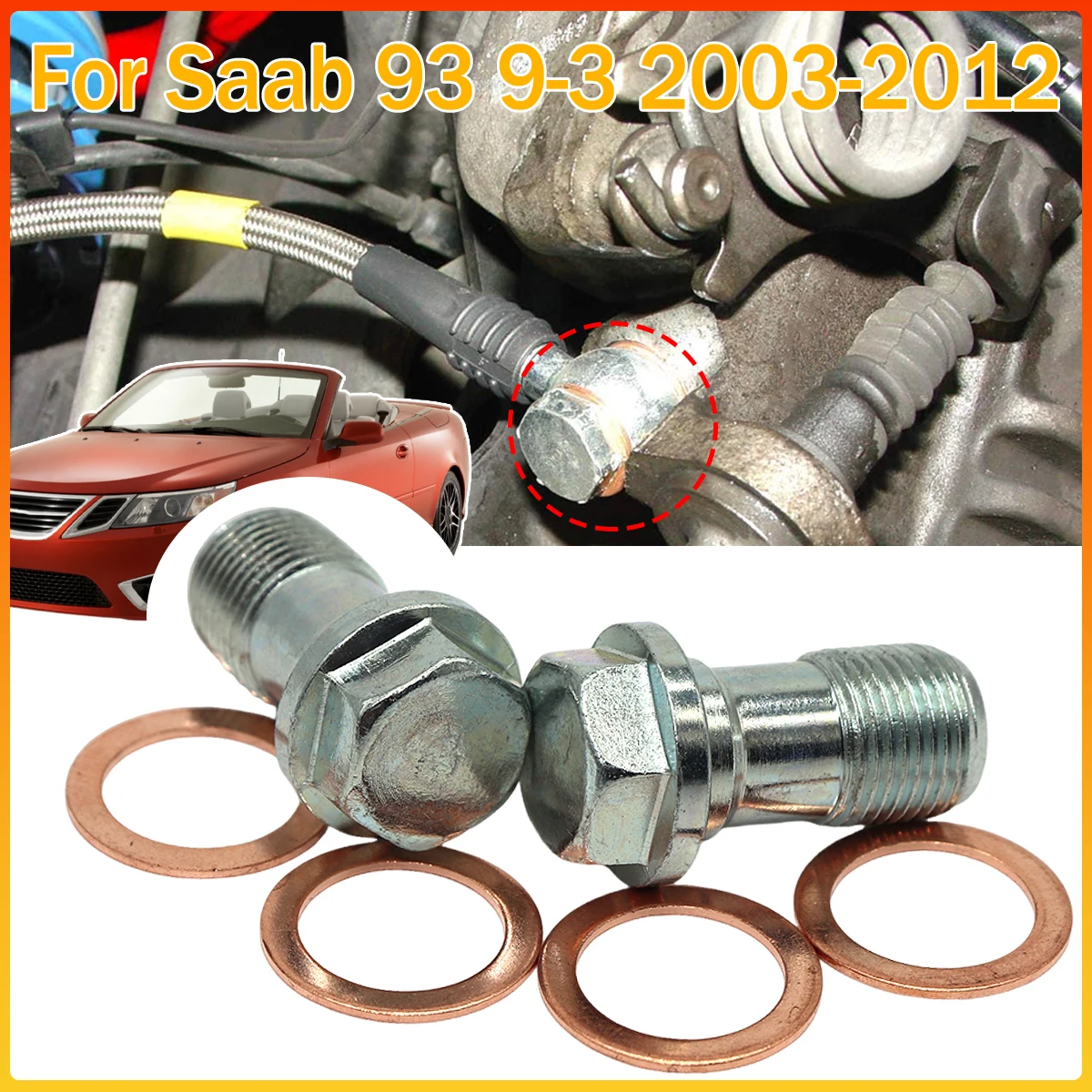 

Left Rear Right Brake Caliper Hose Lines Banjo Fittings Bolts Copper Sealing Crush Washers Repair Kit For Saab 93 9-3 2003-2012