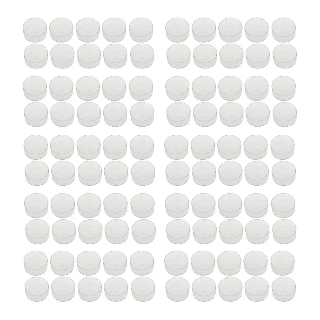 100 pcs Practical Plastic Transparent Round Tealight Cups Resistant Candle Empty Mold Wedding Party Decorations Box Collect