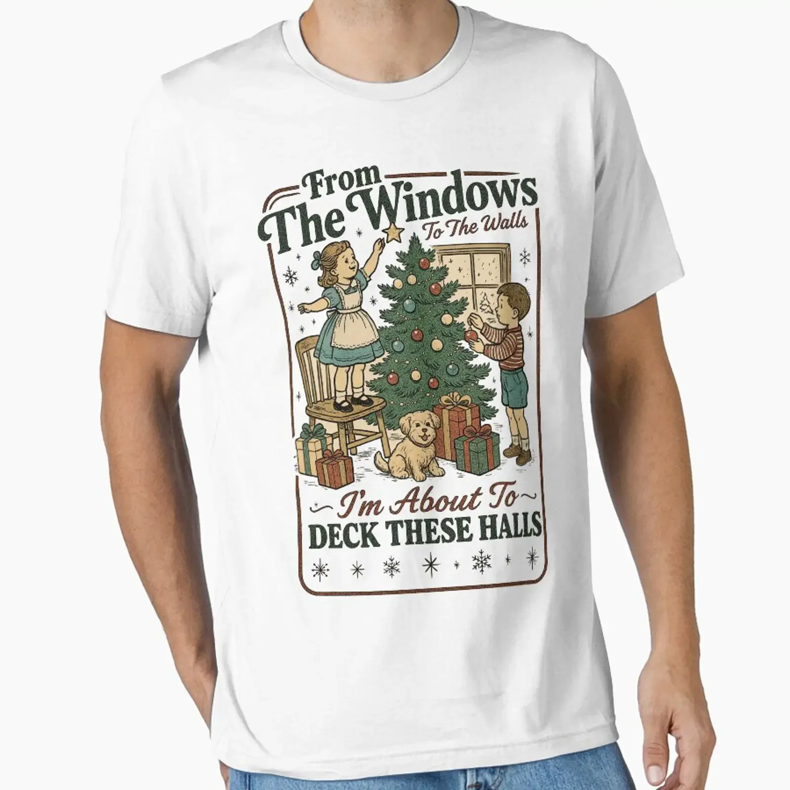 From The Windows To Walls I'm About Deck These Halls Funny Christmas Meme T Shirt Vintage Retro Holiday  vintage Washed