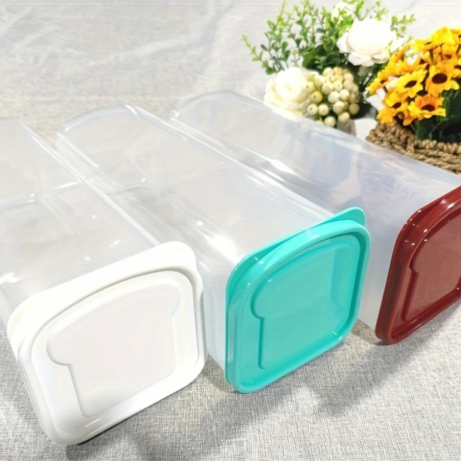 Bread Box with Clip-On Lid - Stackable, Leak-Proof, Reusable Plastic Container for Bread, Toast, Pasta