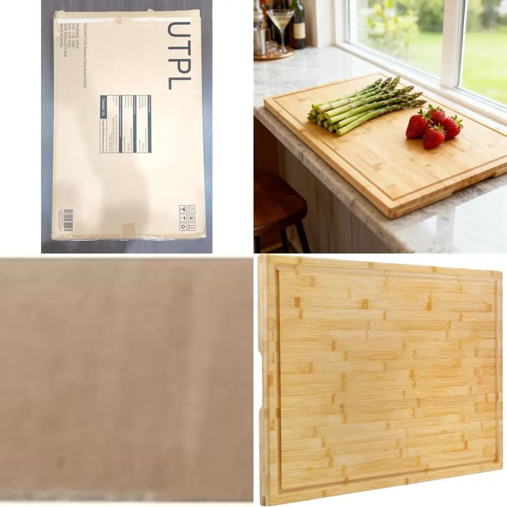 

Large Bamboo Chopping Board, 30 x 20 Kitchen Cutting Surface with Juice Groove, Over-Sink Butcher Block for Turkey, Meat, and Ve