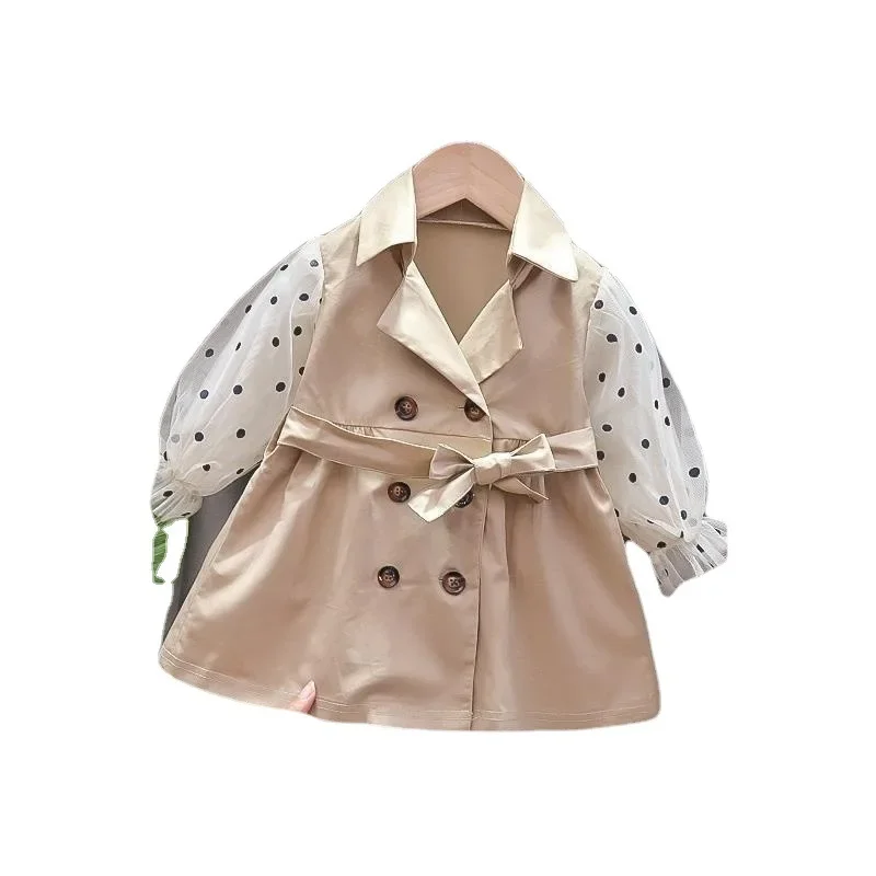 2025 Autumn New Baby Girl Coat Kids Elegant Mid-length Thin Coat Children Korean Style Simple Clothes for 0 1 2 3 4 5 Years