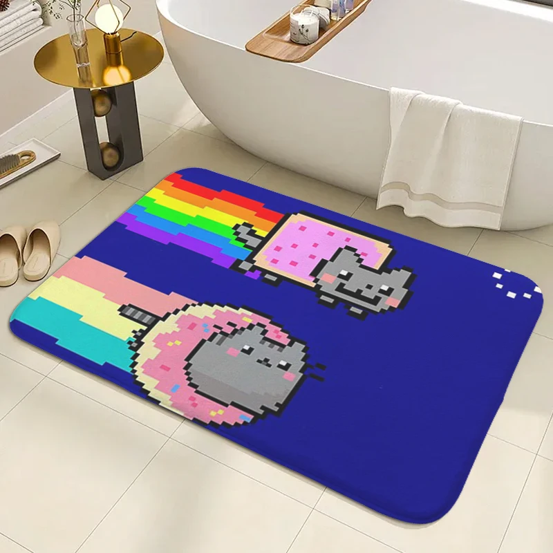 Коврик для входной двери, нескользящий коврик для ванной, N-Nyan Cat Tapete, коврик для гостиной, домашний коврик для ног, кухонные коврики, украшение для спальни, приветственный коврик