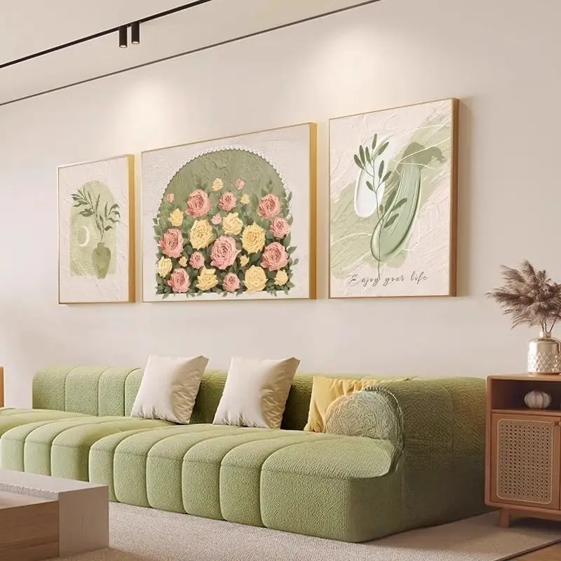 Picture 5: Decorative painting High-end flower sofa background wall hanging painting French triptych