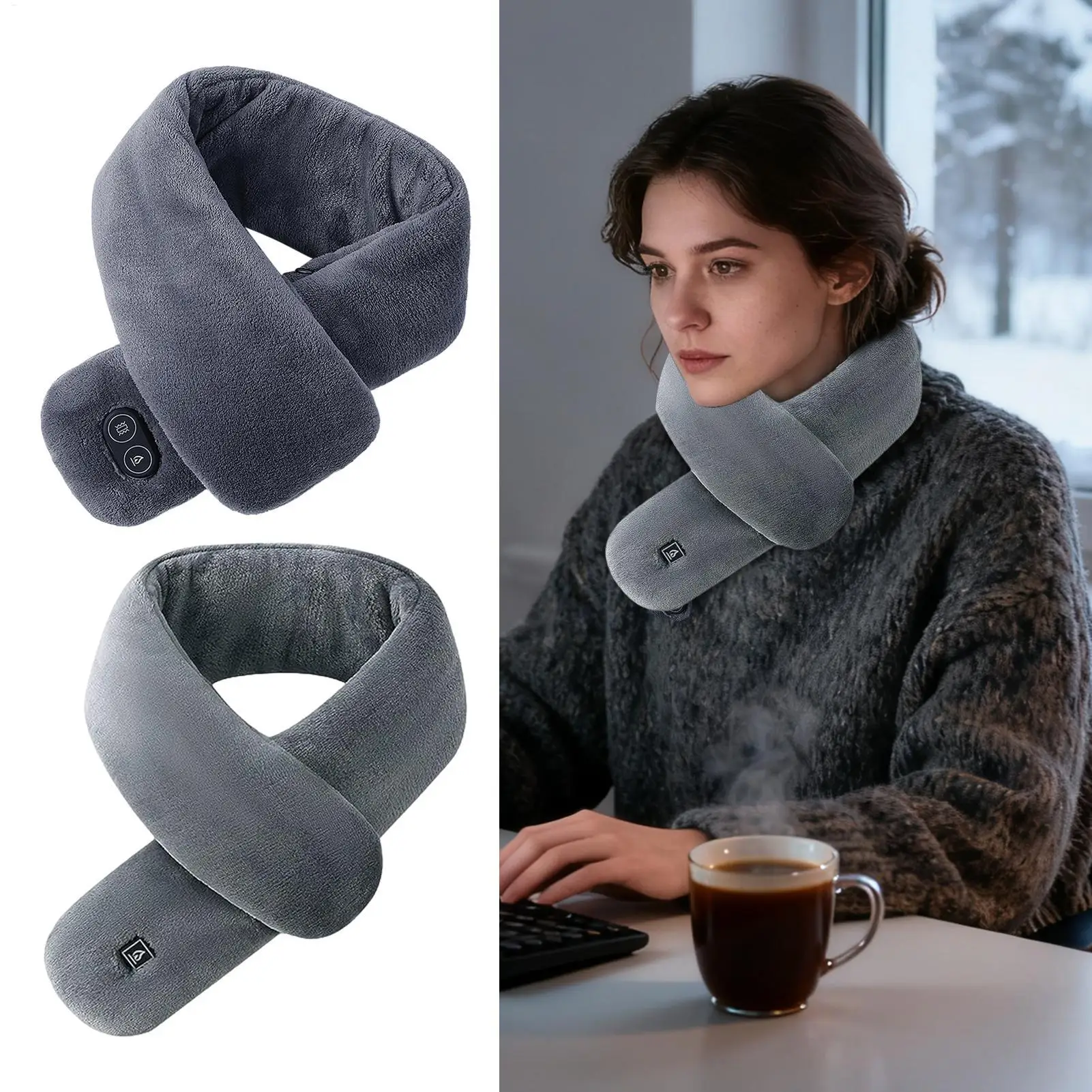 Heated Neck Scarf 3-Level Soft Cold Weather USB Heated Electric Neck Scarf For Cycling Skiing Running Camping Travel Men Teens