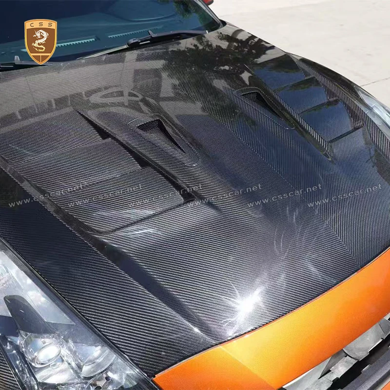 

For Nissan R35 Upgrade Topsecr Style Car Front Bumper Air Vent Bonnet Cover Hood Carbon Fiber Exterior Bodykits