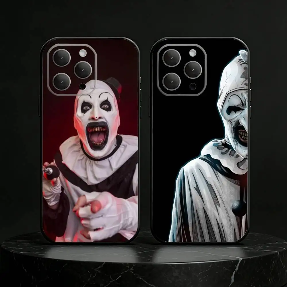 

Art the Clown horror T-Terrifier Phone Case For iPhone 17,16,15,14,13,12,11 Plus,Pro,Max,Mini Silicone black Soft Cover
