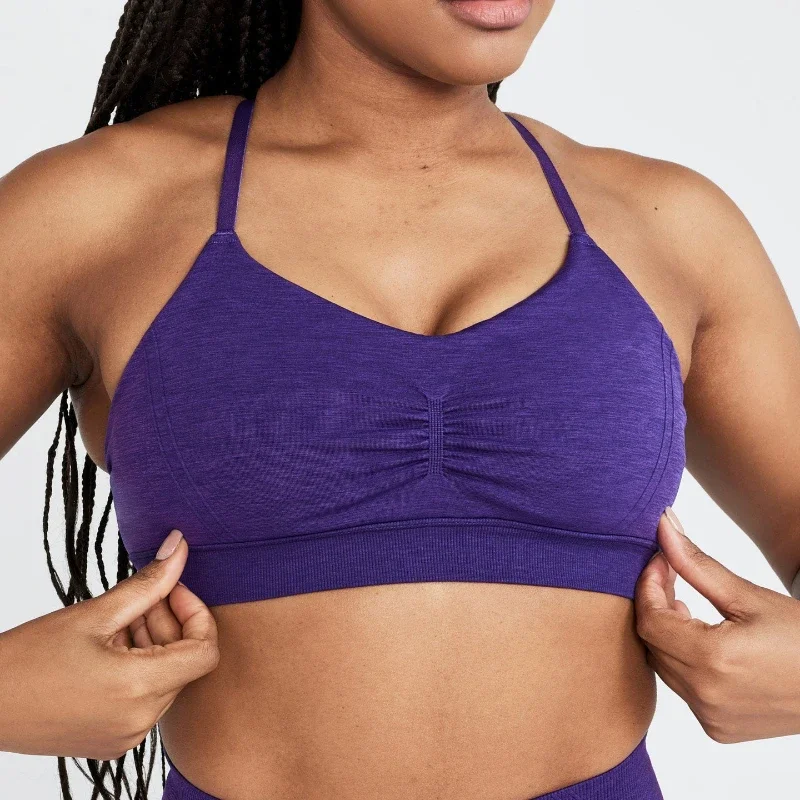 EFFORTLESS MICRO BRALETTE Womens Seamless Sports Bras Ruched Adjusted Straps Fitness Workouts Gym Crop Tops Criss Cross Lingerie