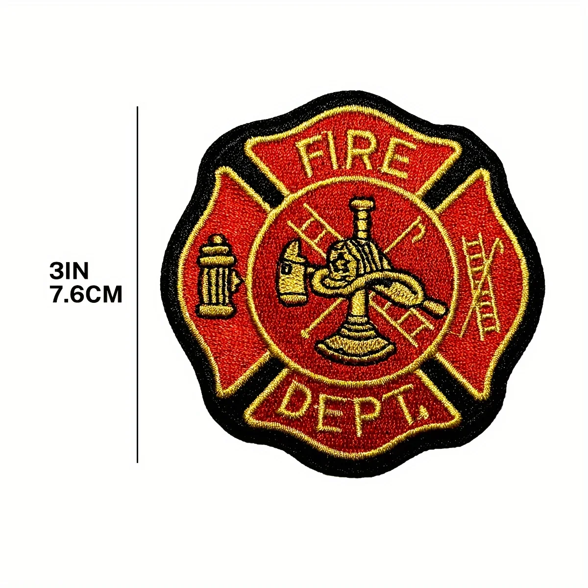 Fire Department Shield Cross Embroidered Patch - Iron-On/Sew-On, 3\
