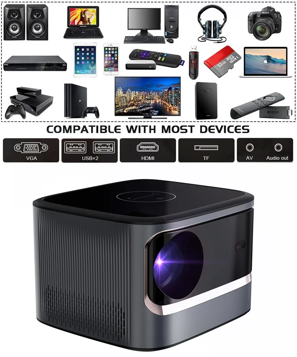 Full HD 1080P LED Home Theater WiFi Mini Projector Smart Android Mobile Phone 3D LCD Video 4K Proyector 4k for Home Use