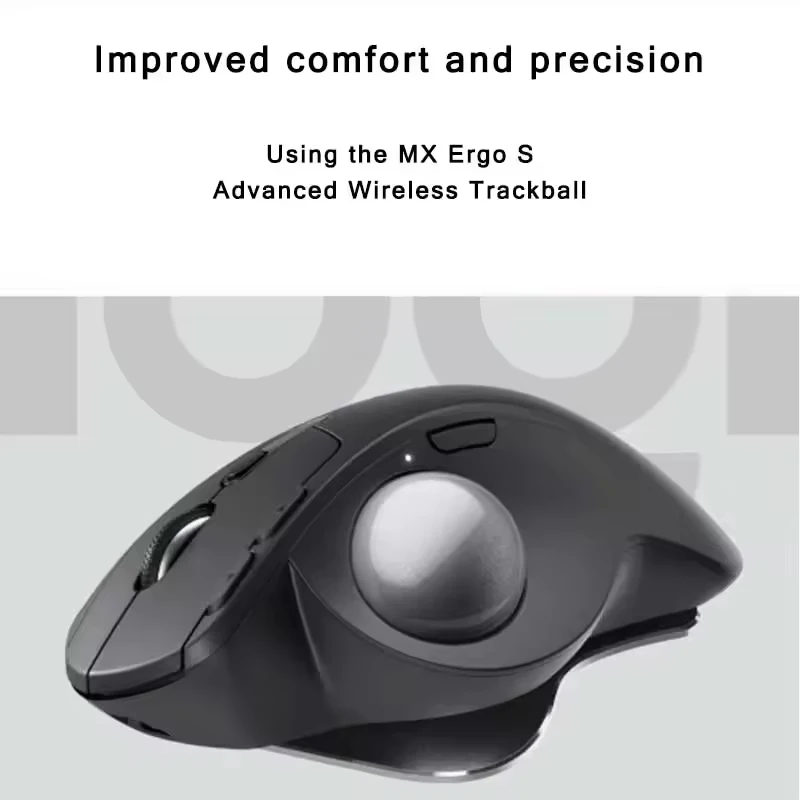 Original Logitech MX Ergo S Wireless Trackball Mouse, Wireless Ergonomic Mouse With Bluetooth and Encrypted Dongle