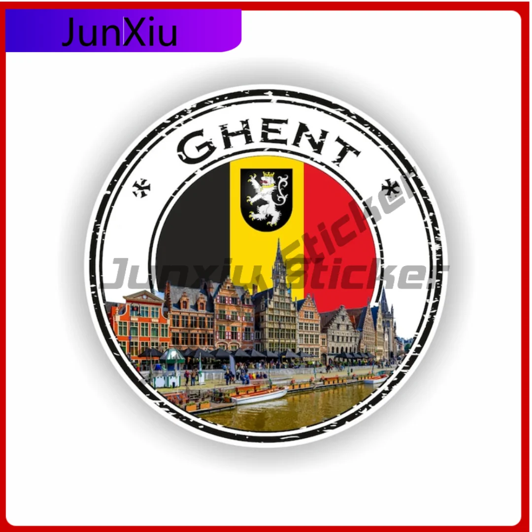 

Ghent Belgium Seal Sticker Round Premium Vinyl Decal For Window Laptop Fade Resistant Decoration Auto Accessories Exterior