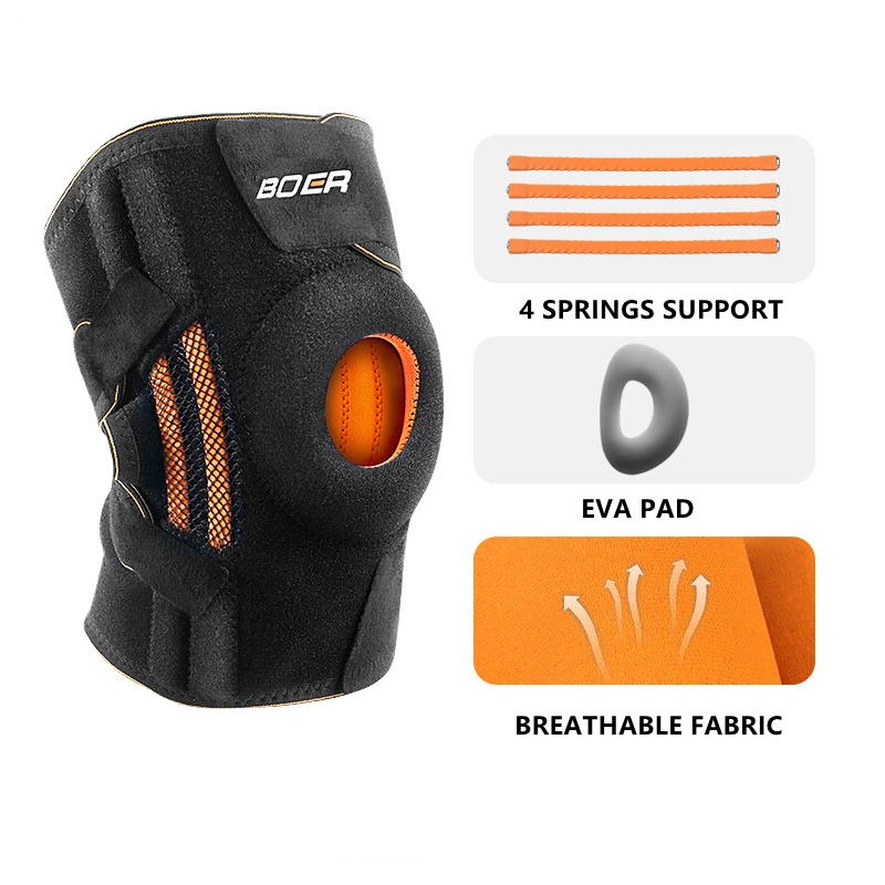 1PCS Knee Brace Support Breathable Sleeve with Stabilizer Neoprene Knee Pads Protector Running Basketball Gym Open Patella Wrap