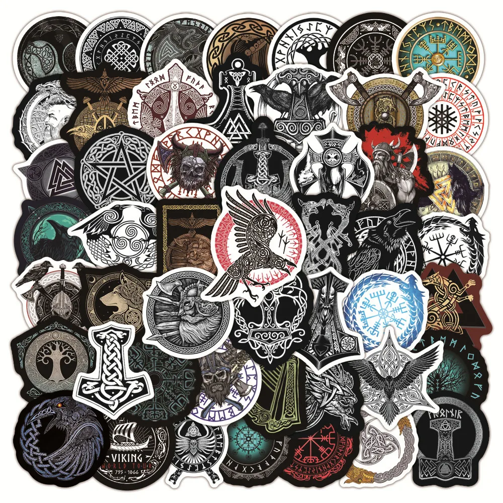 50Pcs Retro Viking Totem Series Graffiti Stickers Suitable for Laptop Helmets Desktop Decoration DIY Stickers Wholesale