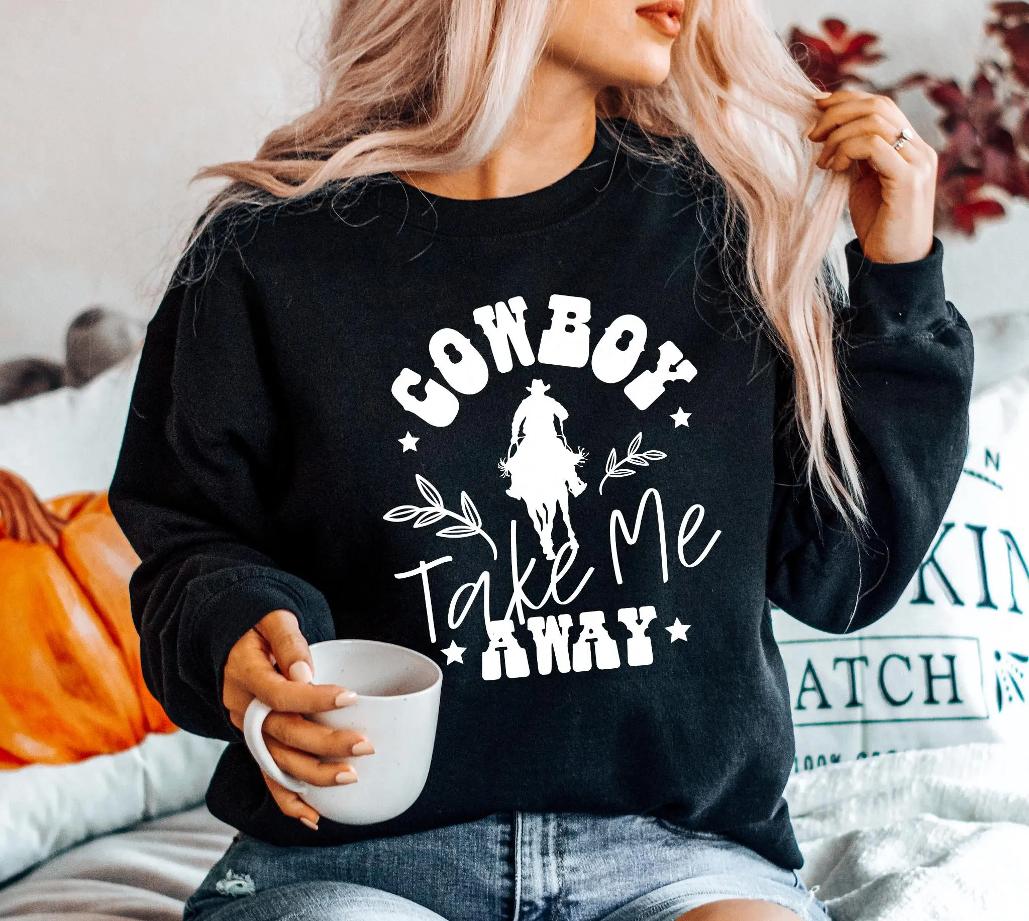 

Cowboy Take Me Away Sweatshirt Hoodie Men's and Women's Round Neck Sweatshirts Y2k Tops Autumn Winter Pullover Women Clothing