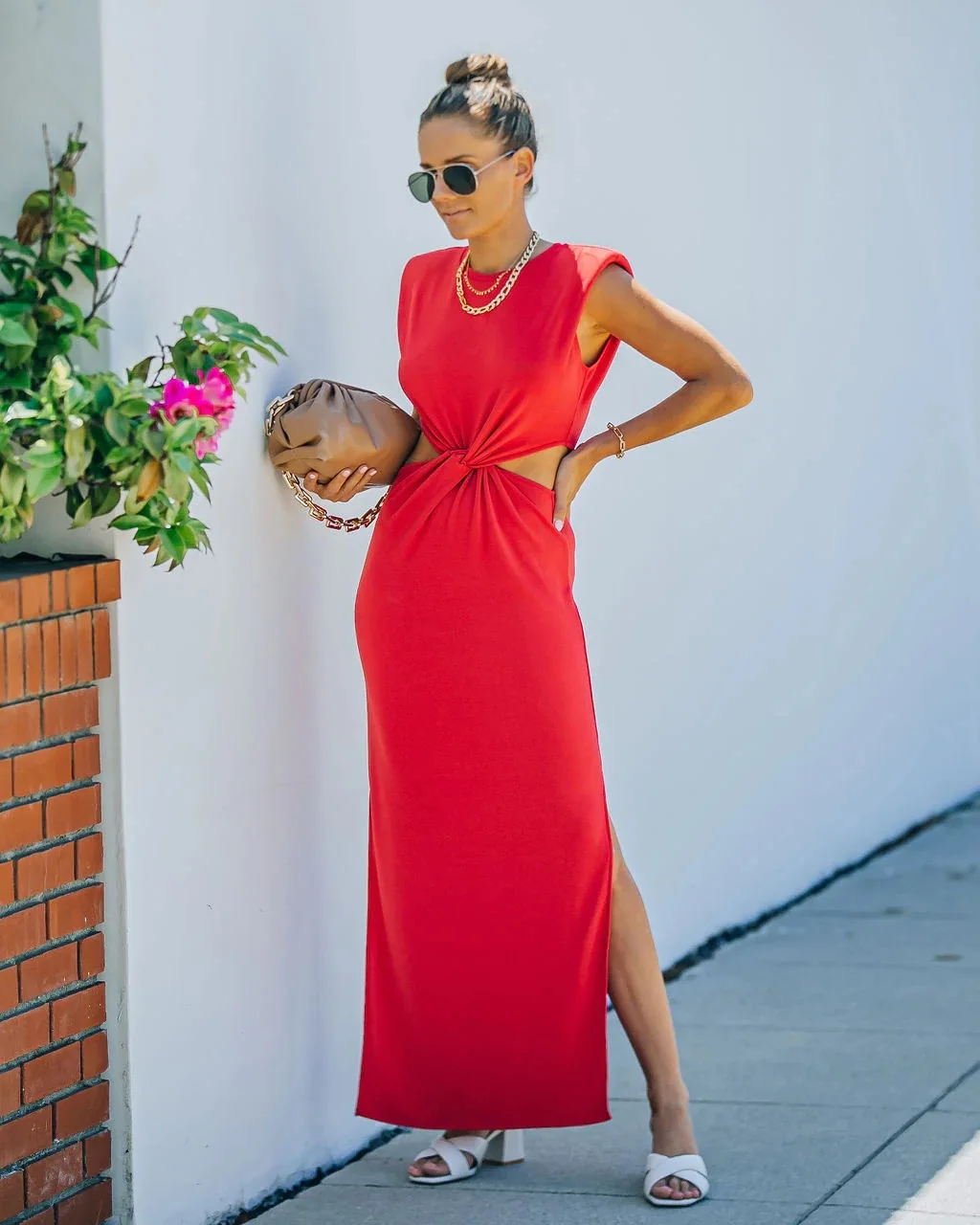 Vestido largo ajustado sin mangas para mujer, prenda Sexy con abertura en la cadera, para ir al trabajo, novedad de verano, 2024