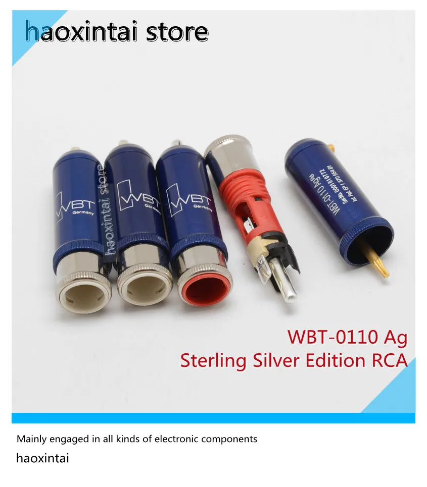 1PCS   Original German WBT 0110 Ag sterling silver version of HiFi fever audio RCA signal line plugs a box of 4