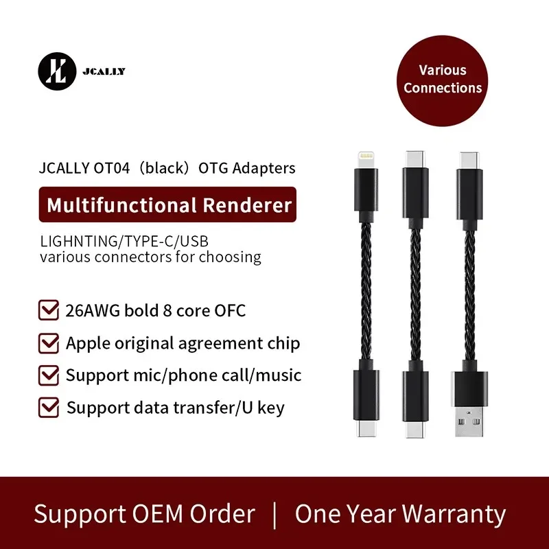 JCALLY OT4 OTG multi-function adapter cable Light-ning TPYE-C USB  interface wire control for UP5 M3X UA2 ATOM LINK2 UA5 BEAM3S