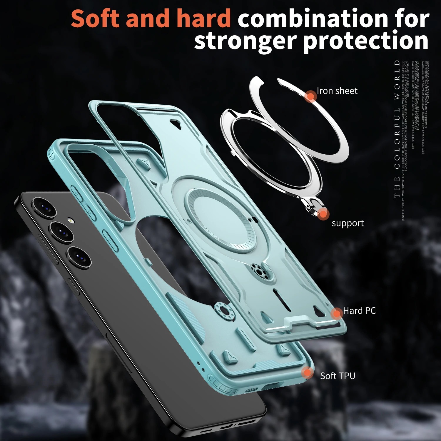 Armor Case for Samsung S25 S24 S23 Ultra Plus A55 A35 A15 Magnetic For Magsafe Wireless Charge 360 Rotate Kickstand Shockproof