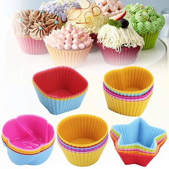 6/12PCS Silicone Muffin Mold Round Muffin Cup Heart Cake Baking Mold Kitchen Cooking Suppl