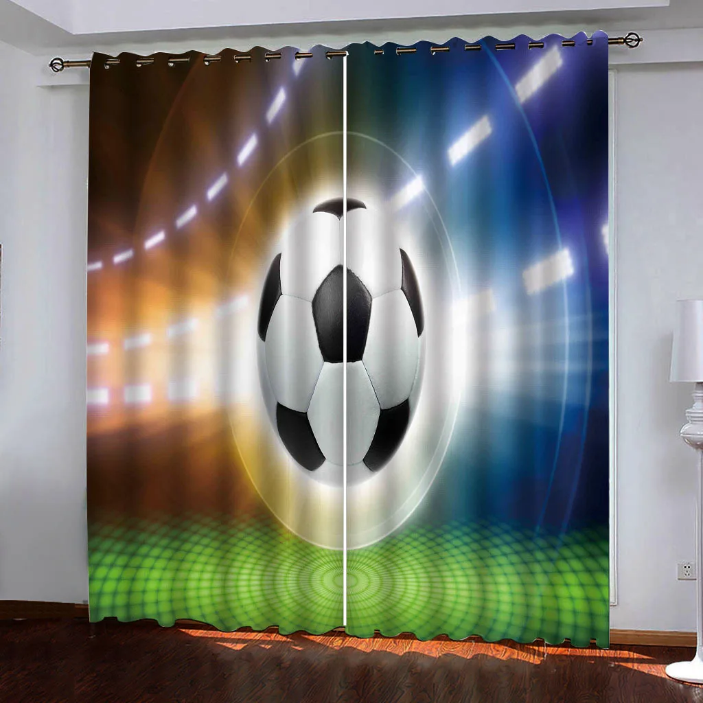 3D printed bedroom shade warm football curtain simple Bathroom Curtains Decor Polyester